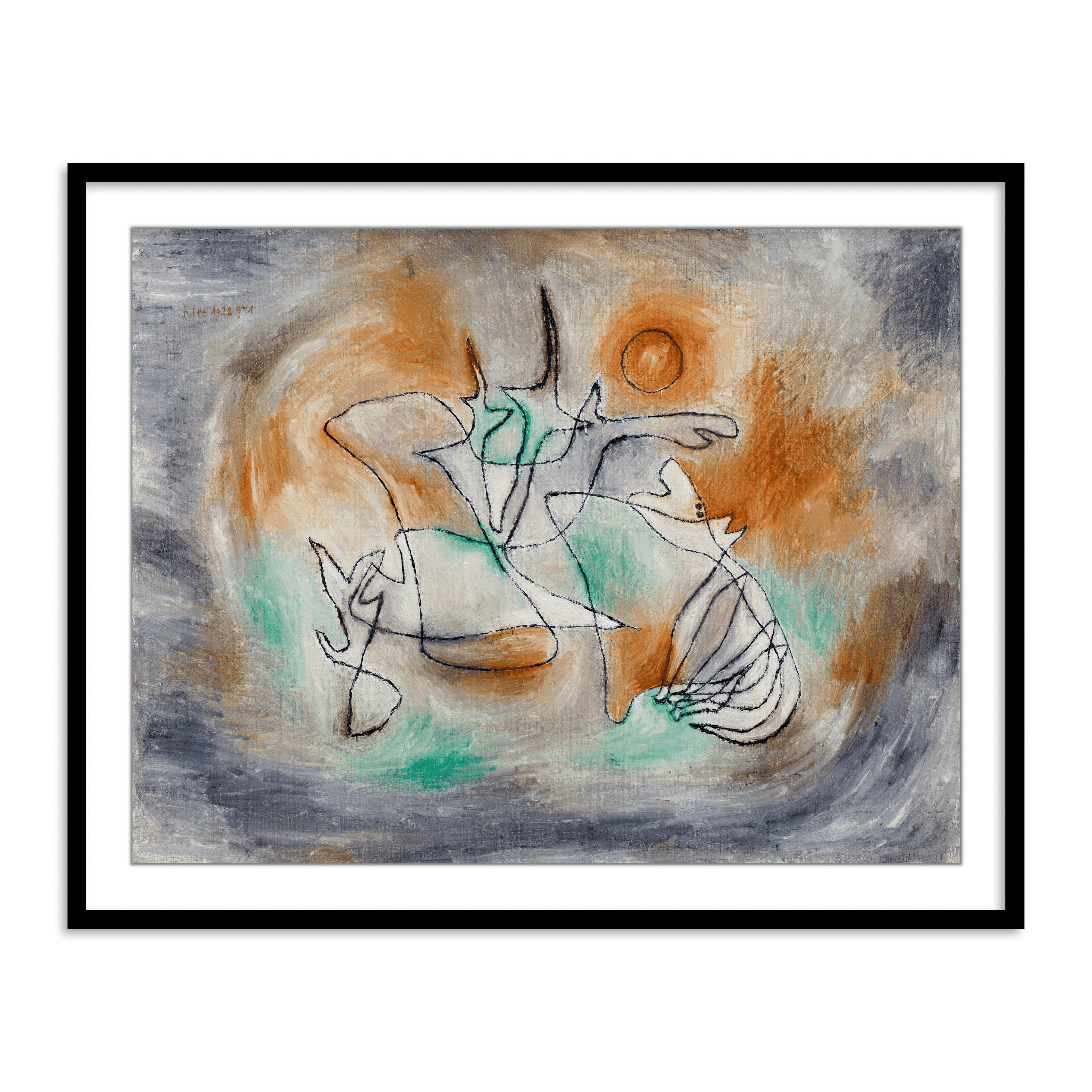 Buy Frames - Colorfull Abstract Wall Art Painting Frame For Living Room Bedroom and Home Decor- Howling Dog by Paul Klee by The Atrang on IKIRU online store