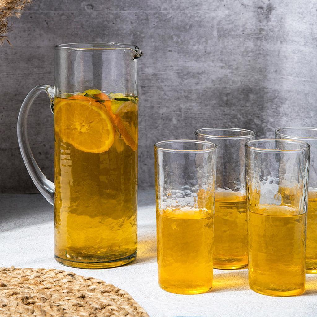 Buy Glasses & jug - Hammered Jug & Glass Set Gift Box For Kitchenware And Gifting by The Table Fable on IKIRU online store