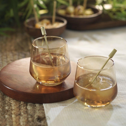 Buy Glasses & jug - Majuli Gilded Whiskey Glasses Set of 2 with Stirrers by Courtyard on IKIRU online store