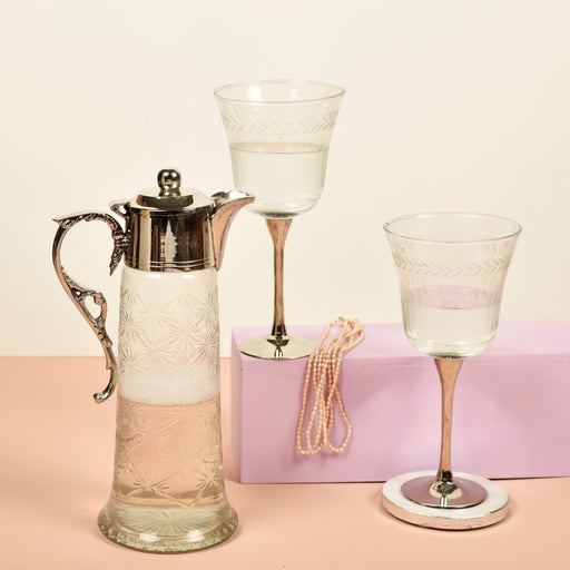Buy Glasses & jug - Transparent Neer Brass Jug and Glass Set Of 2 For Dining Table and Gifting by Manor House on IKIRU online store