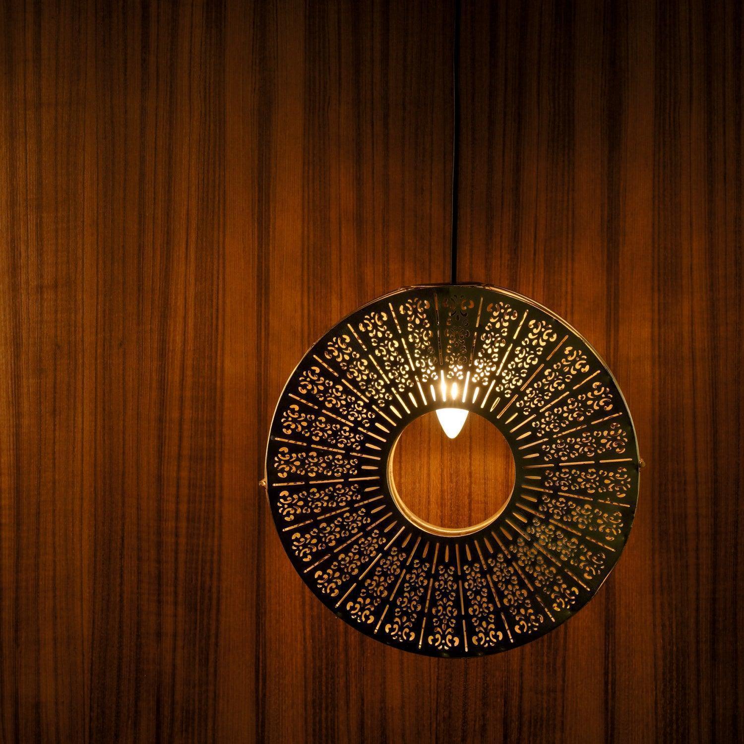 Buy Hanging Lights - Ashoka Antique Golden Hanging Light | Unique Round Pendant Light For Decor by Courtyard on IKIRU online store