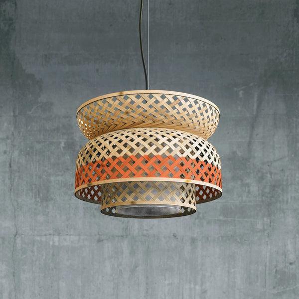 Buy Hanging Lights - Bamboo & Linen Fabric Lotus Hanging Pendant Lamp | Ceiling Light For Living Room & Outdoor by Mianzi on IKIRU online store