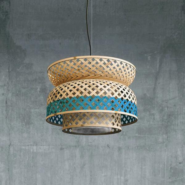 Buy Hanging Lights - Bamboo & Linen Fabric Lotus Hanging Pendant Lamp | Ceiling Light For Living Room & Outdoor by Mianzi on IKIRU online store
