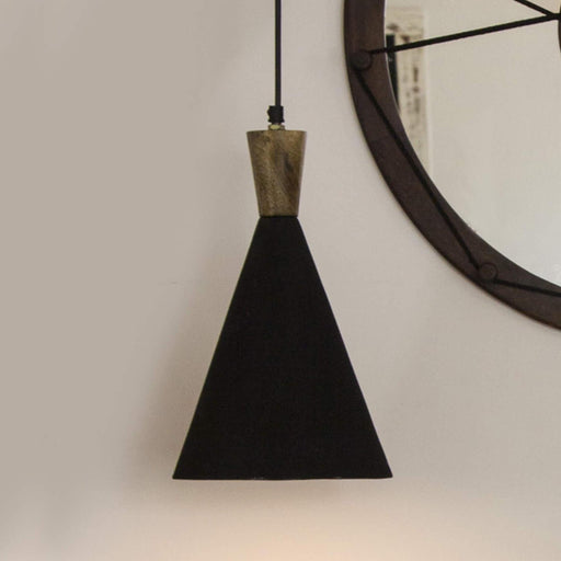 Buy Hanging Lights - Black Metal & Wood Conical Hanging Lamp | Pendant Light For Home Decor & Outdoor by Orange Tree on IKIRU online store