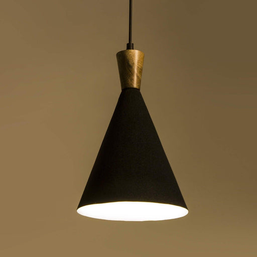 Buy Hanging Lights - Black Metal & Wood Conical Hanging Lamp | Pendant Light For Home Decor & Outdoor by Orange Tree on IKIRU online store