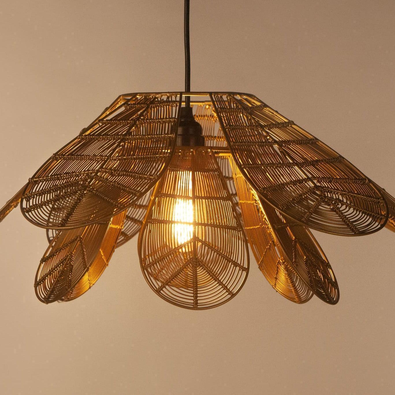 Buy Hanging Lights - Decorative Golden Flower Hanging Lamp | Ceiling Lights For Living Room by Orange Tree on IKIRU online store