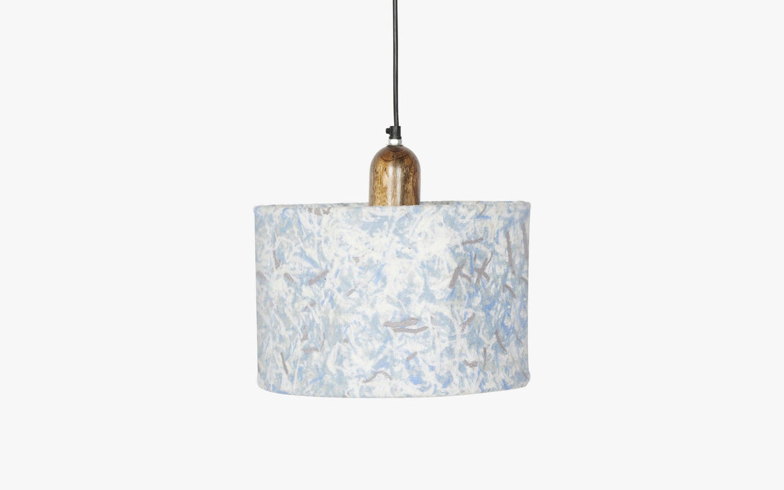 Buy Hanging Lights - Decorative Hanging Lamp | Blue Fabric & Wooden Top Ceiling Light For Home Decor by Orange Tree on IKIRU online store