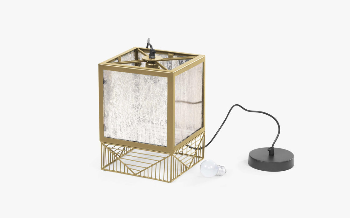 Buy Hanging Lights - Decorative Square Hanging Lamp | Gold Metal & Glass Finish Ceiling Light For Home by Orange Tree on IKIRU online store