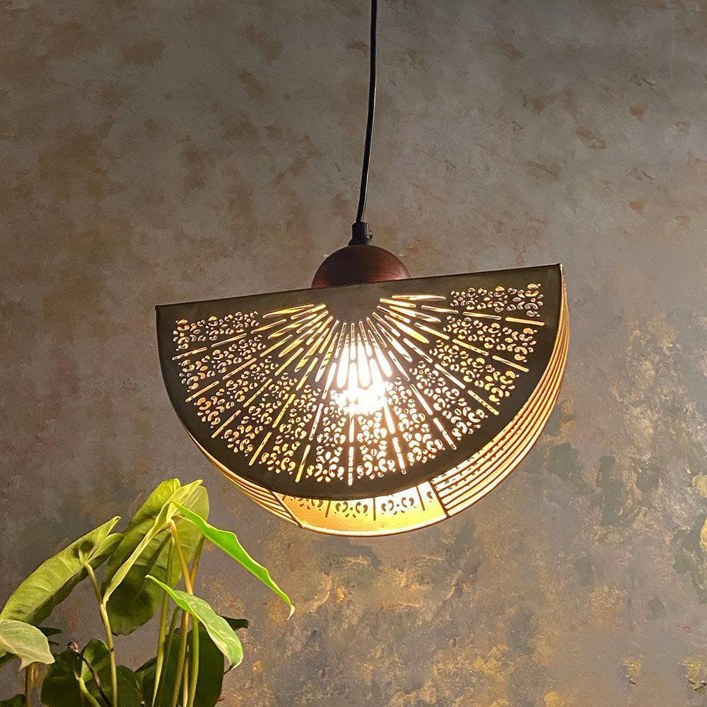 Buy Hanging Lights - Gandhara Unique Metallic Ceiling Hanging Light | Gold Decorative Hanging Lamp by Courtyard on IKIRU online store