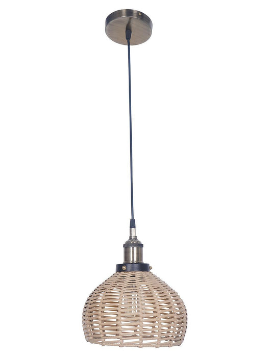Buy Hanging Lights - Handwoven Wicker Faux Cane Dome Pendant Lamp | Hanging Light For Home Decoration by Fos Lighting on IKIRU online store