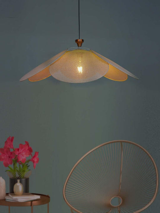 Buy Hanging Lights - Modern Burlap Flower Petal False Ceiling Pendant Hanging Light Lamp For Living Room by Fos Lighting on IKIRU online store