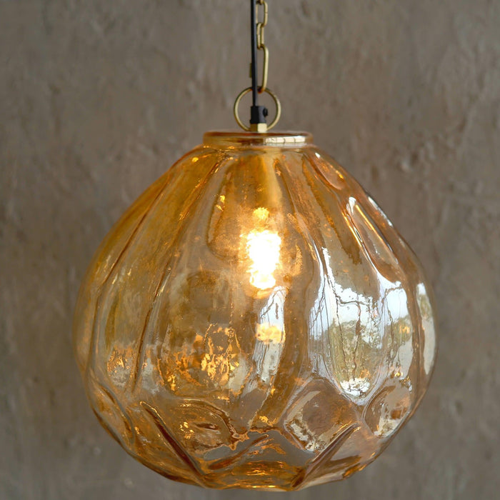 Buy Hanging Lights - Modern Gold Finish On Glass Hanging Lamp | Ceiling Light For Home Decor by Orange Tree on IKIRU online store