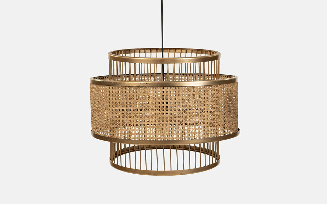 Buy Hanging Lights - Modern Iron & Cane Finish Golden Hanging Lamp | Pendant Light For Home Decor by Orange Tree on IKIRU online store