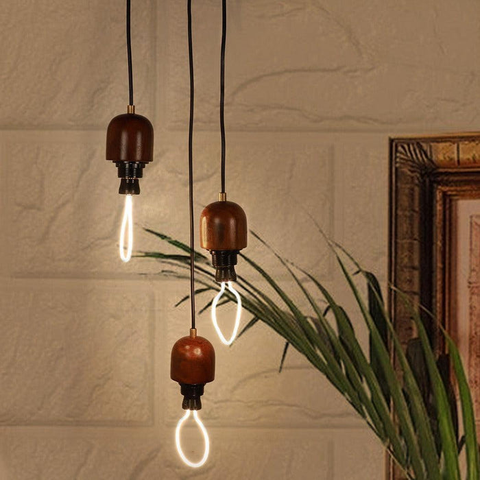 Buy Hanging Lights - Modern Wooden 3 Cluster Pendant Hanging Lights Lamps For Living Room & Home by Fos Lighting on IKIRU online store