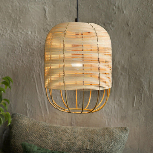 Buy Hanging Lights - Natural Cane & Iron Finish Hanging Lamp Light For Living Room Or Bedroom Decor by Orange Tree on IKIRU online store