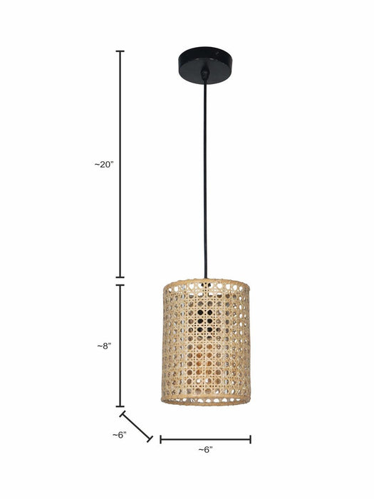 Buy Hanging Lights - Natural Rattan Cane Cylindrical Shade Pendant Hanging Light Lamp For Home Decor by Fos Lighting on IKIRU online store