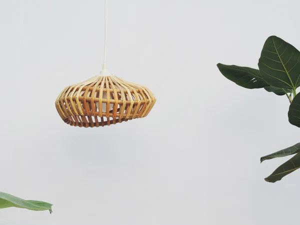 Buy Hanging Lights - Rattan Reeds & Brass Alokik Pendant Lamp | Hanging Light For Living Room & Home by Mianzi on IKIRU online store