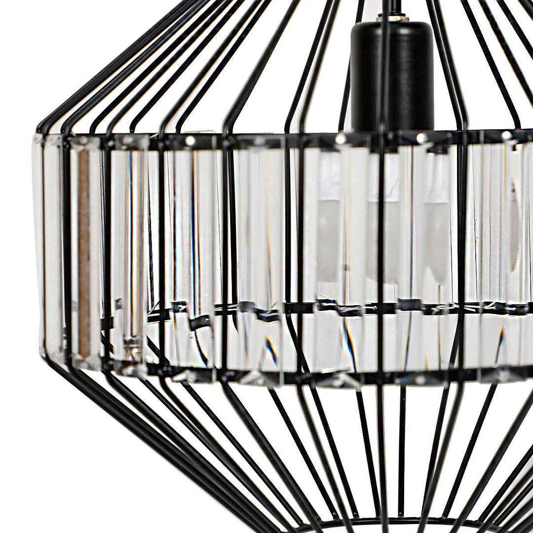 Buy Hanging Lights - Rolenne Metallic & Crystal Glass Hanging Lamp | Black Pendant Light For Decor by Home4U on IKIRU online store