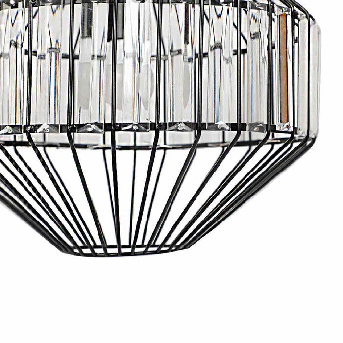 Buy Hanging Lights - Rolenne Metallic & Crystal Glass Hanging Lamp | Black Pendant Light For Decor by Home4U on IKIRU online store