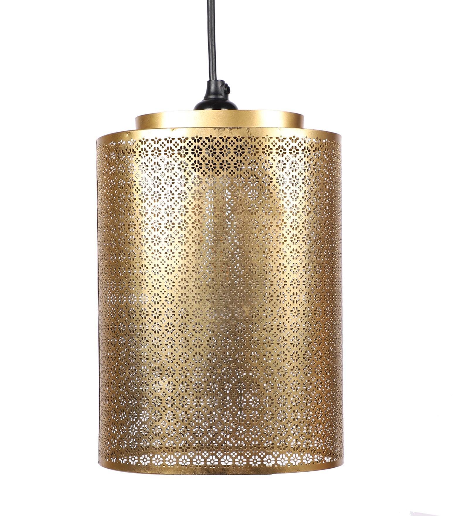 Buy Hanging Lights - Ruhani Gold Pendant Light | Hanging Lamp For Home Decor by Courtyard on IKIRU online store