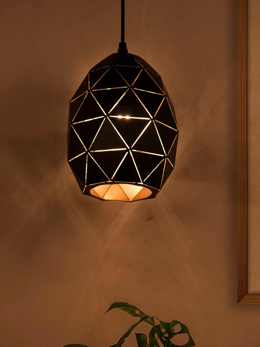 Buy Hanging Lights - Small Black Oval Geometric Pendant Hanging Light Lamp For Indoor & Outdoor Decoration by Fos Lighting on IKIRU online store