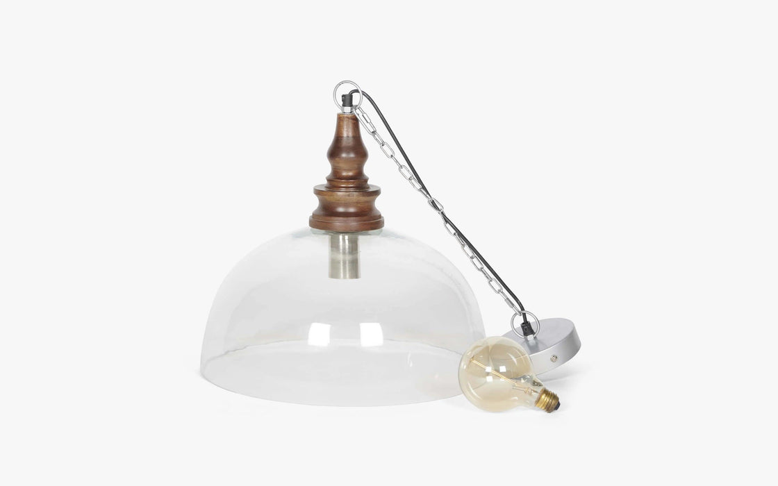 Buy Hanging Lights - Sphere Clear Glass & Walnut Finish Wood Hanging Lamp | Ceiling Light For Decor by Orange Tree on IKIRU online store