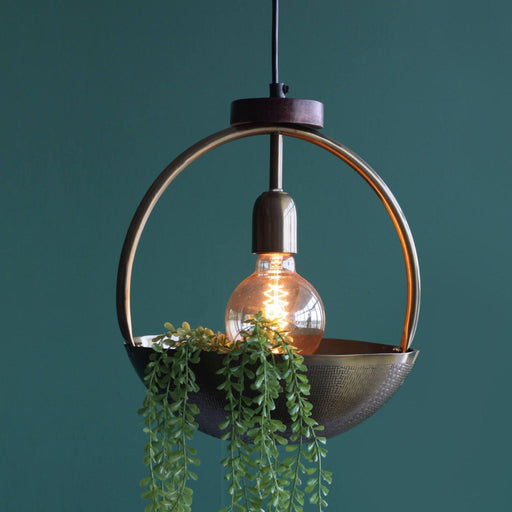 Buy Hanging Lights - Unique Hanging Lamp With Bowl | Metallic Round Lamp With Basket For Decor by Orange Tree on IKIRU online store