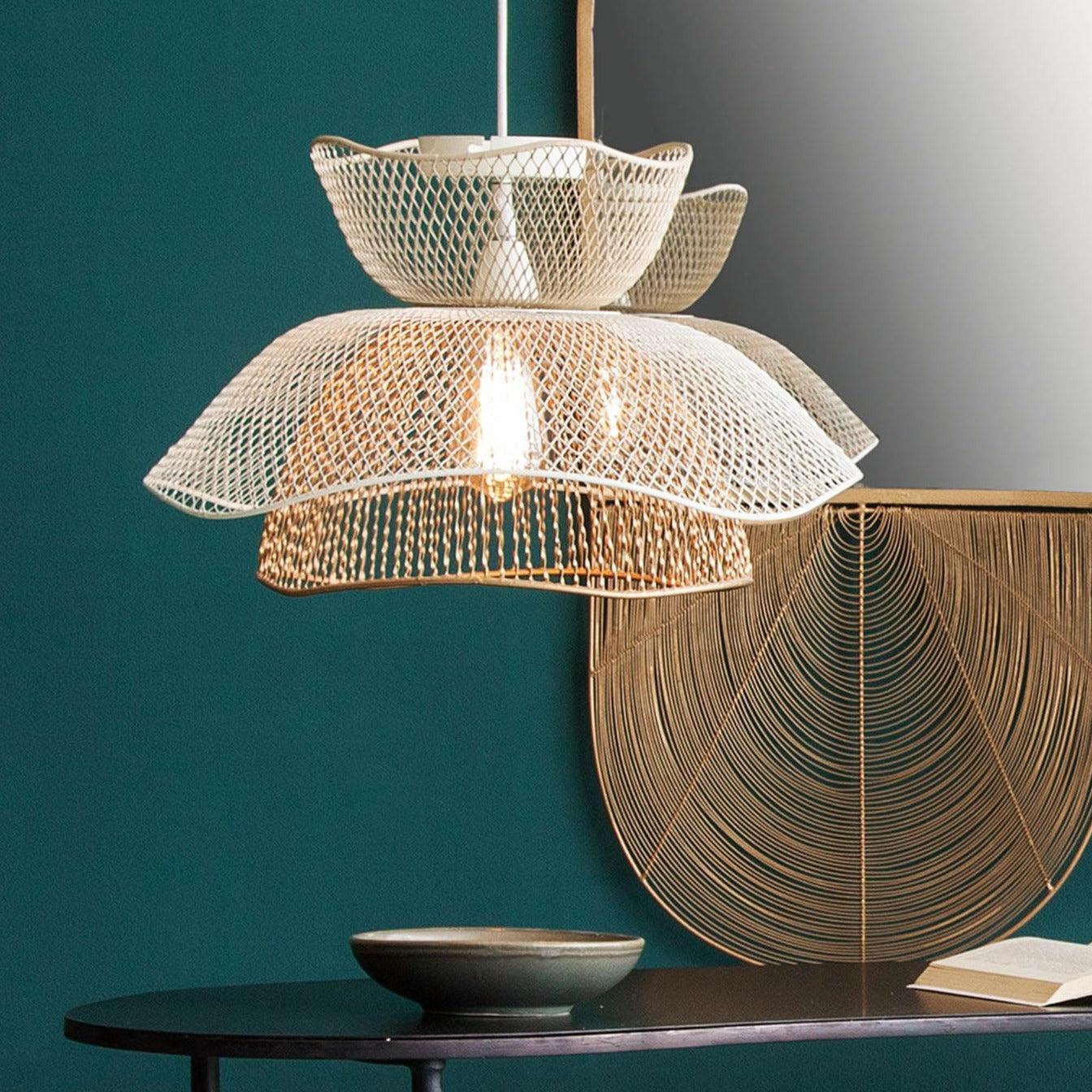 Buy Hanging Lights - White & Golden Decorative Metallic Hanging Lamp Bloom | Ceiling Light For Home Decor by Orange Tree on IKIRU online store