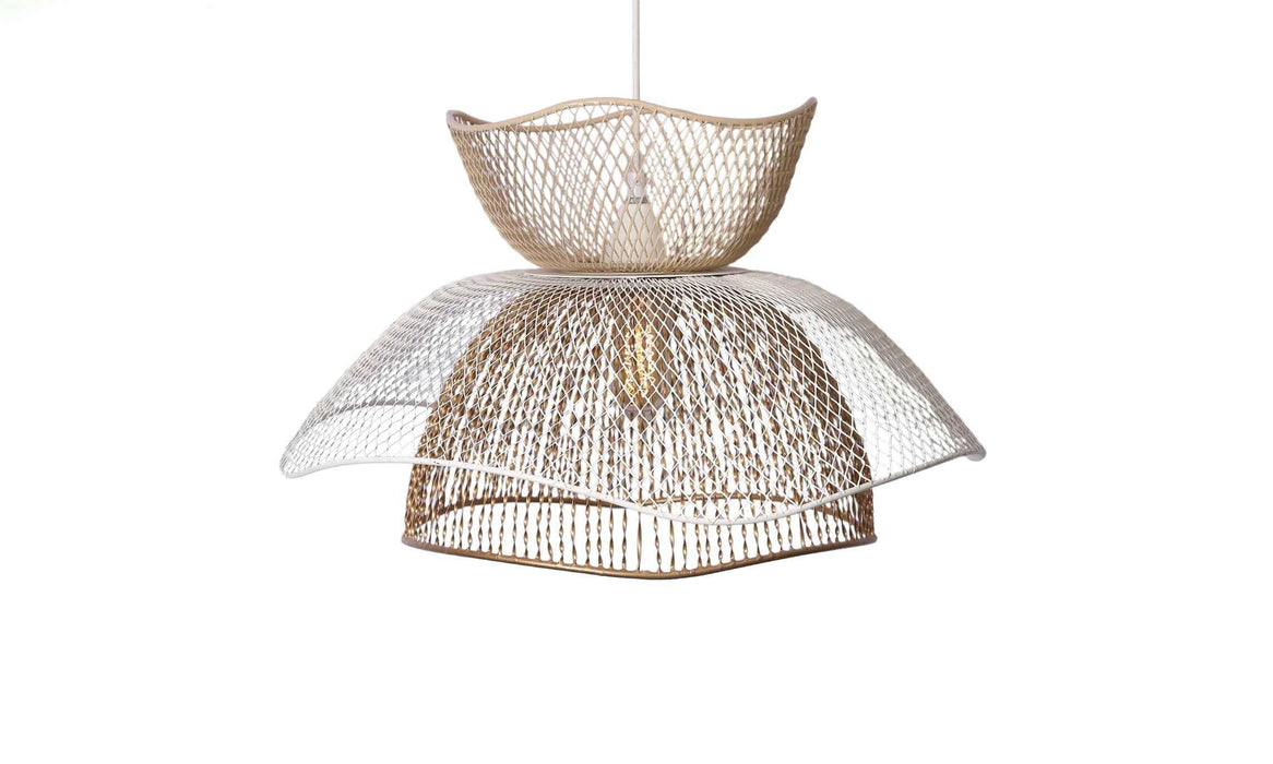 Buy Hanging Lights - White & Golden Decorative Metallic Hanging Lamp Bloom | Ceiling Light For Home Decor by Orange Tree on IKIRU online store