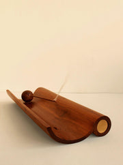 Buy Incense Burner & Holder - Agarbatti Storage Holder Stand For Mandir and Puja Ghar | Teak Wood & Brass by Studio Indigene on IKIRU online store