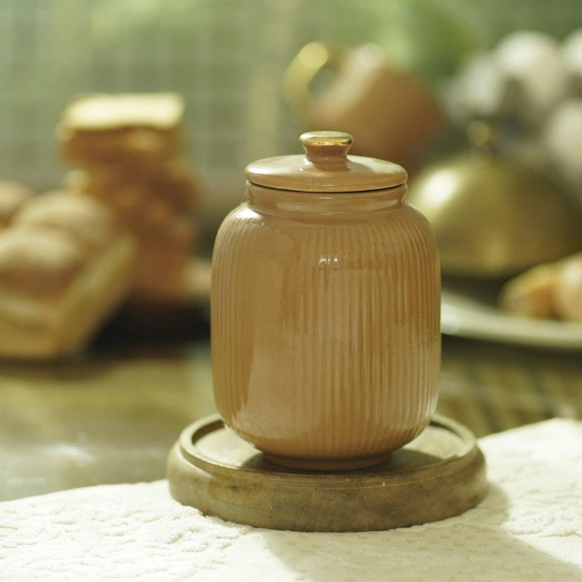 Buy Jars - Baardez Ceramic Biscuit Jar With Lid | Tea & Sugar Storage Container For Home & office by Courtyard on IKIRU online store