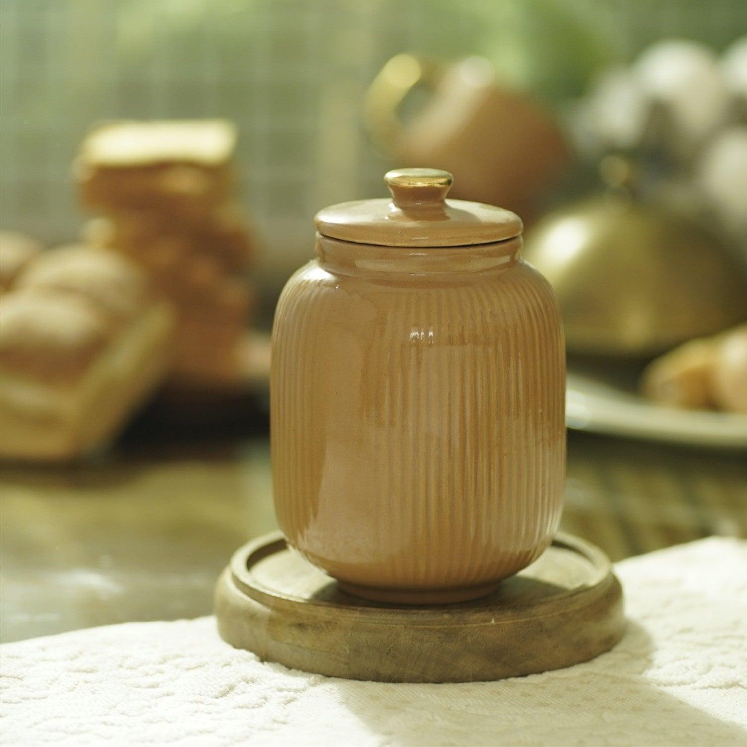 Buy Jars - Baardez Ceramic Biscuit Jar With Lid | Tea & Sugar Storage Container For Home & office by Courtyard on IKIRU online store