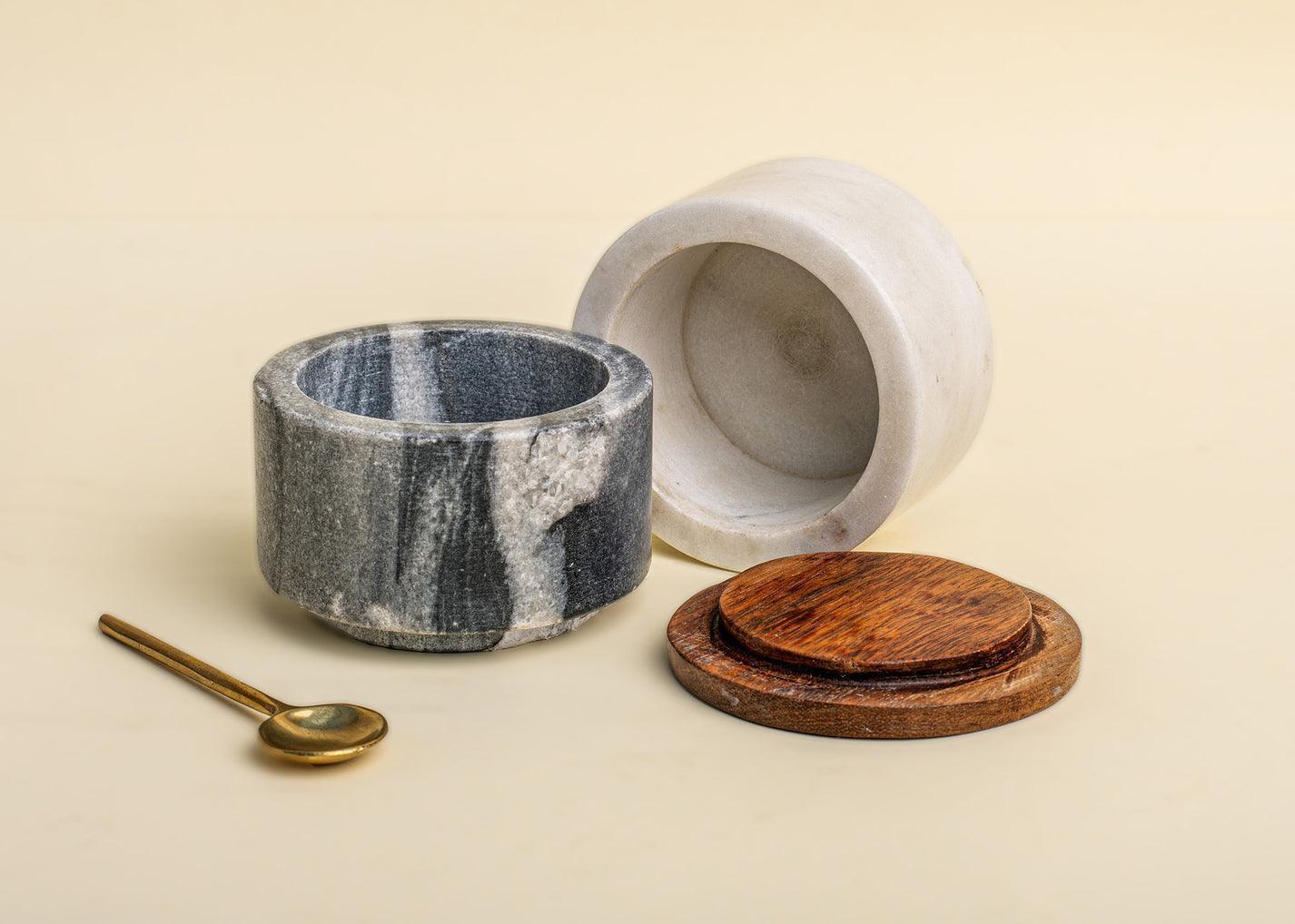 Buy Jars - Marble Wood and Brass Stacked Spread Jars & Container For Kitchen & Dining by Muun Home on IKIRU online store