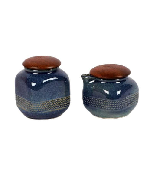 Buy Jars - Nilgiri Blue Ceramic Milk & Sugar Pot | Cheeni Bartan For Serving Coffee by Courtyard on IKIRU online store