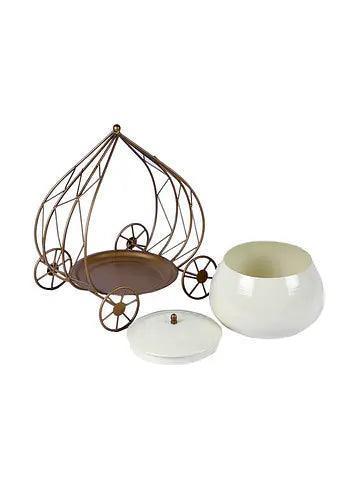 Buy Jars - Stylish Metal Carriage With White Jar | Decorative Centerpiece For Table by Amaya Decors on IKIRU online store