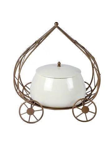 Buy Jars - Stylish Metal Carriage With White Jar | Decorative Centerpiece For Table by Amaya Decors on IKIRU online store