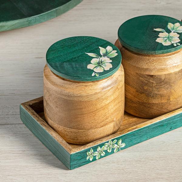 Buy Jars - Wooden Tray With Snacks Containers Jars, Set of 3 Jars With Tray by Houmn on IKIRU online store