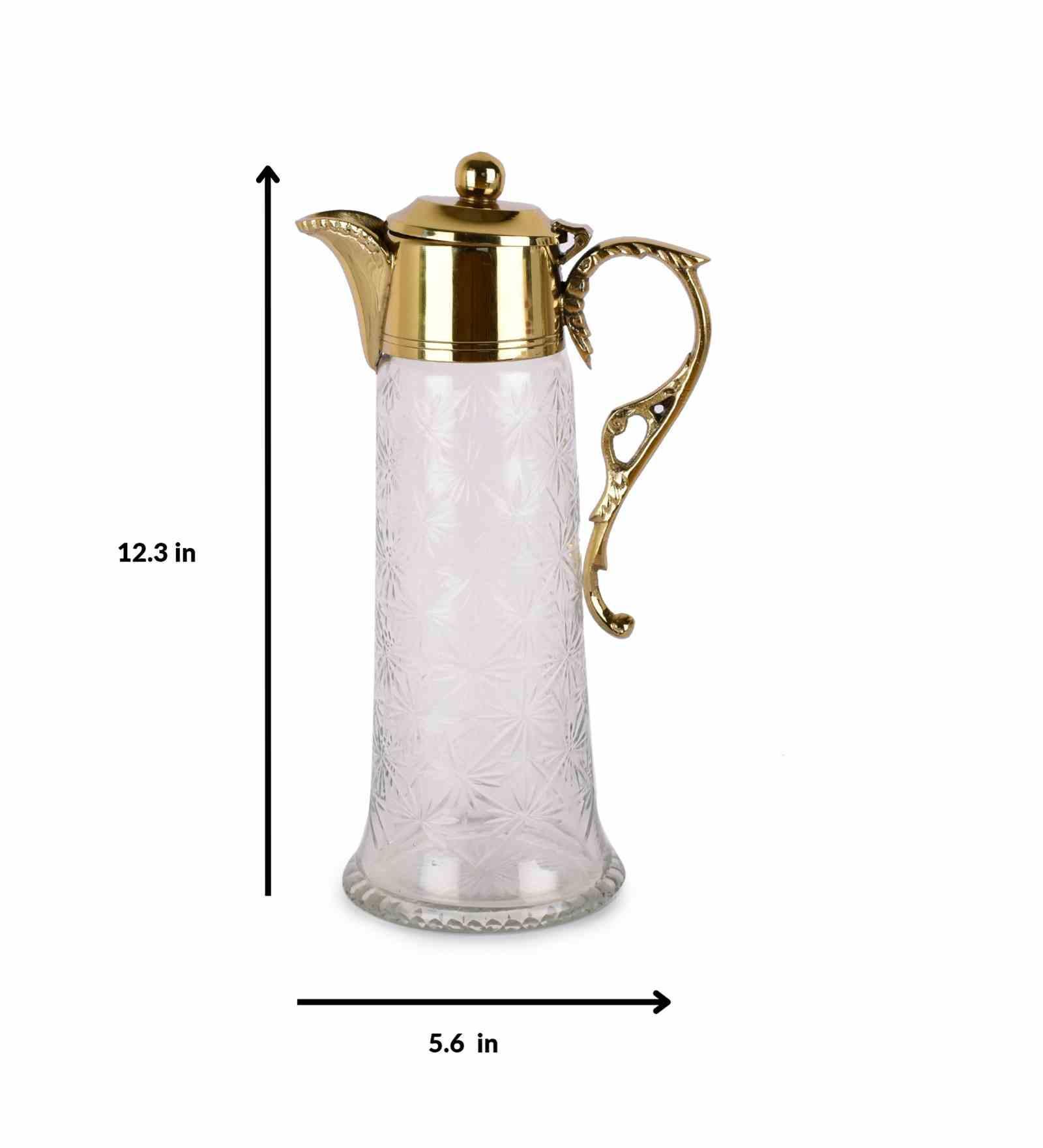 Buy Jugs - Transparent Neer Brass Jug and Glass Set Of 2 For Dining Table and Gifting by Manor House on IKIRU online store