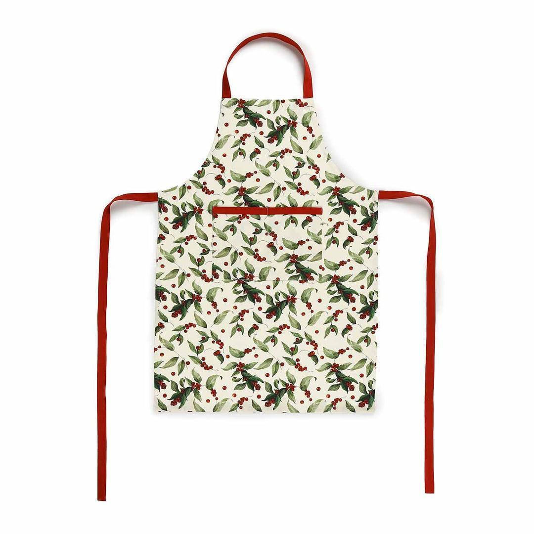 Buy Kitchen Apron - Stylish Cotton Apron For Kitchen- Leaf and Cherry Motifs Printed by Home4U on IKIRU online store