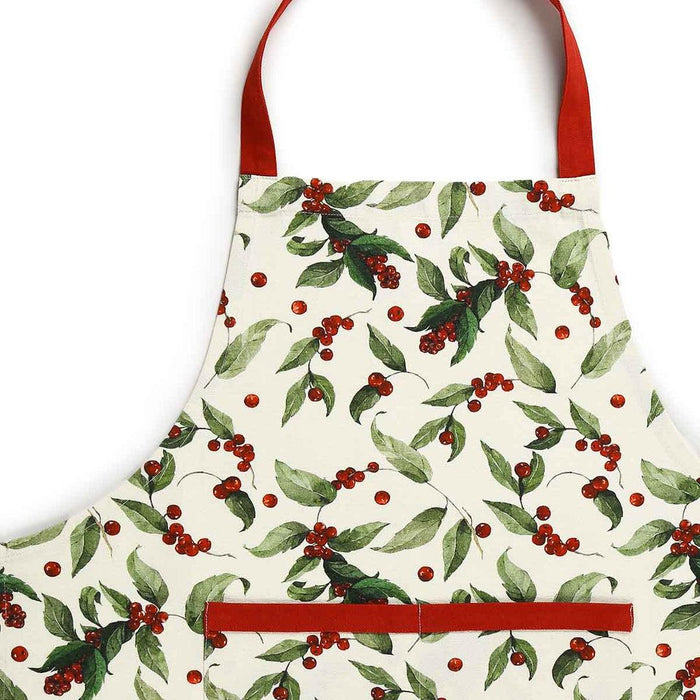 Buy Kitchen Apron - Stylish Cotton Apron For Kitchen- Leaf and Cherry Motifs Printed by Home4U on IKIRU online store