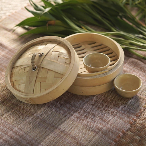 Buy Kitchen Utilities - Mamcha Round Bamboo Basket For Dimsum Dumpling | Wooden Momo Steamer Box by Courtyard on IKIRU online store