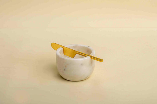 Buy Kitchen Utilities - White Marble Butter Dish With Knife by Muun Home on IKIRU online store