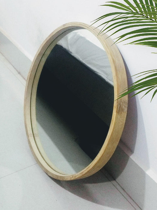 Buy Mirrors - Bamboo Mira Round Small Mirror | Circular Wall Mirror For Home Decor by Mianzi on IKIRU online store