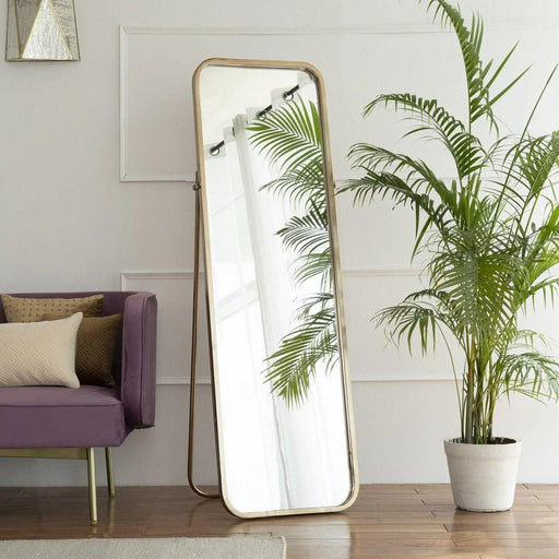 Buy Mirrors - Golden Metal Framed Full Length Rectangular Floor Mirror | Standing Mirror For Home by Orange Tree on IKIRU online store