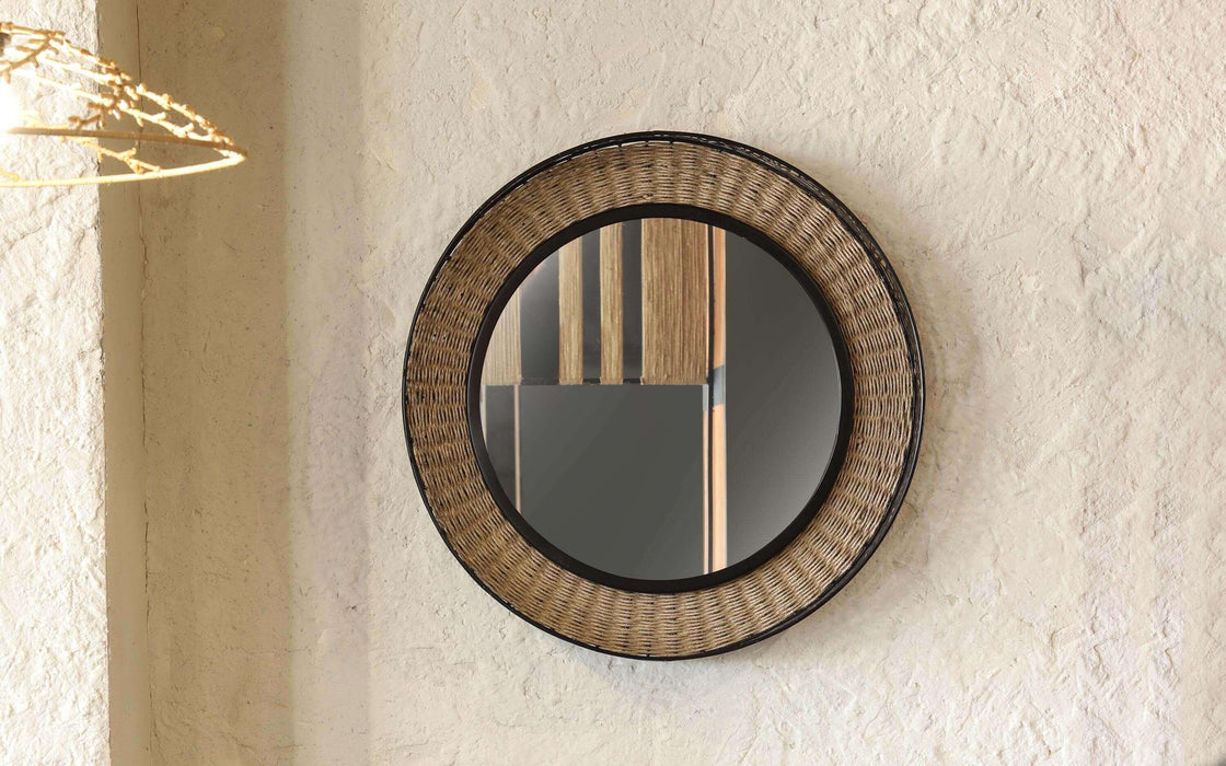 Buy Mirrors - Kinara Classic Black Textured Modern Round Wall Mirror For Bedroom & Living Room by Orange Tree on IKIRU online store
