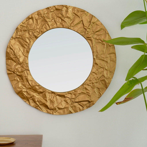 Buy Mirrors - Titan Golden Round Wall Mirror | Small Mirror For Wall Decor & Home by Orange Tree on IKIRU online store