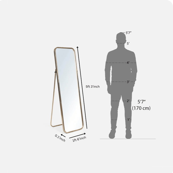 Buy Mirrors - Yoho Golden Metal Framed - Full Length Rectangular Floor Mirror | Standing Mirror by Orange Tree on IKIRU online store