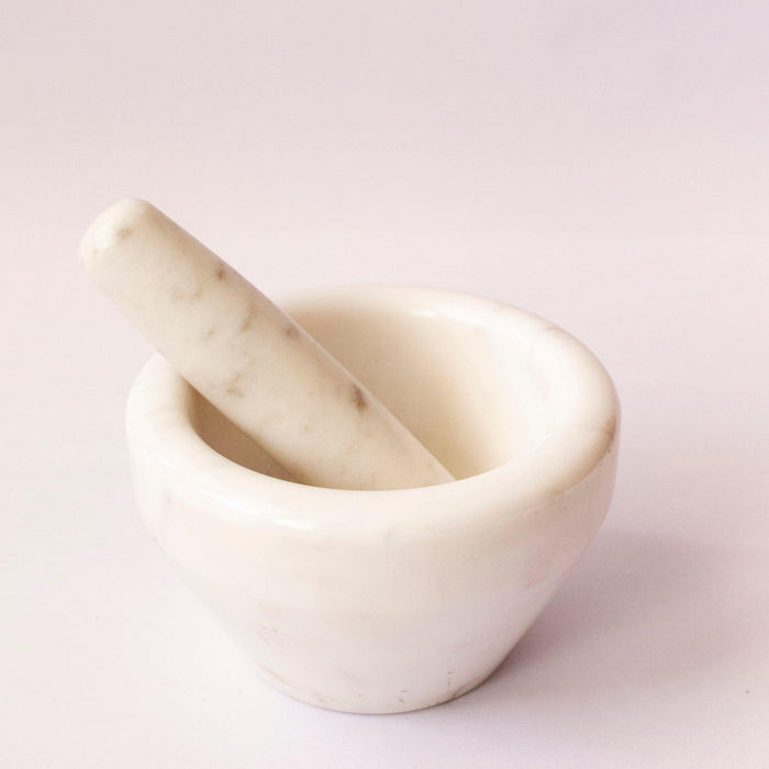 Buy Mortar & Pestle - Masala Pot Mortar and Pestle | White Marble Herbs Grinder by Byora Homes on IKIRU online store