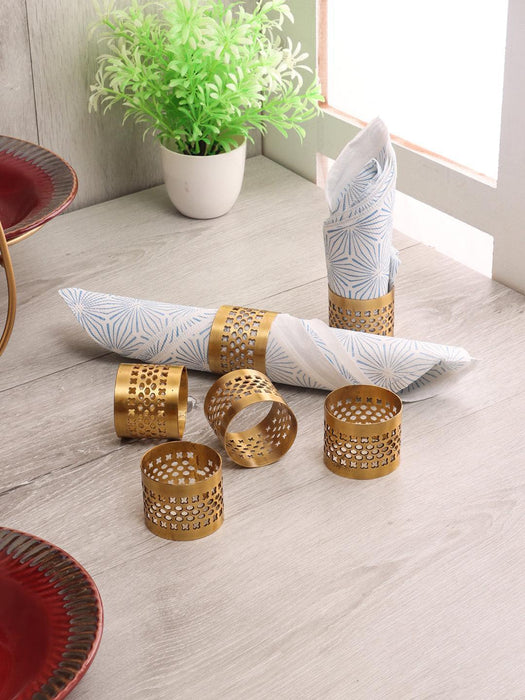 Buy Napkin Rings - Gold Etching Napkin Ring Set Of 6 | Modern Tissue Paper Holder by Amaya Decors on IKIRU online store
