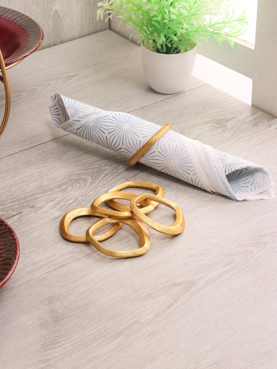 Buy Napkin Rings - Golden Napkin Ring Set Of 6 | Round Tissue Paper Holder For Table by Amaya Decors on IKIRU online store